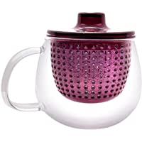 Alberto Mónica: Taza de té con infusor- Vaso de borosilicato- Tapa y platillo- colador- Resistente al Calor con su Gran…
